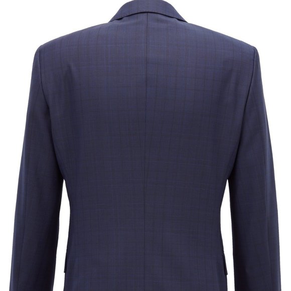 Hugo Boss Mens 'Huge6' Blue Regular Fit Plaid Wool Sport Coat Blazer 42R - Picture 2 of 5